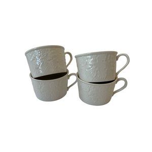 Set of 4 MIKASA English Countryside Flat Coffee Cups White Farmhouse Décor